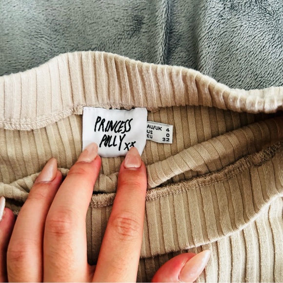 Princess Polly Beige Ribbed Skirt 2 Pc Set - Picture 4 of 4